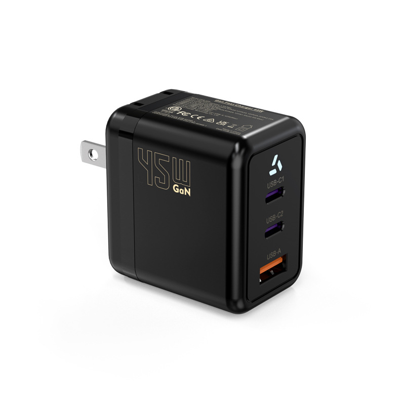 Picture of PD45W American Standard Gallium Nitride Charger 2C1A USB-A+USB-C Three in One Laptop Tablet Phone Charging Head